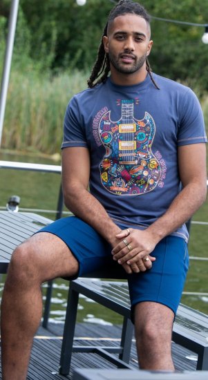 D555 Stockport Multi Coloured Guitar Printed T-Shirt Denim - T-paidat - Isot T-paidat 2XL – 14XL