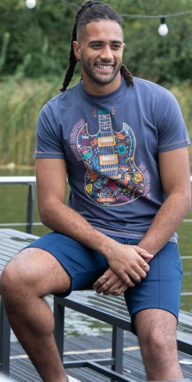 D555 Stockport Multi Coloured Guitar Printed T-Shirt Denim - T-paidat - Isot T-paidat 2XL – 14XL
