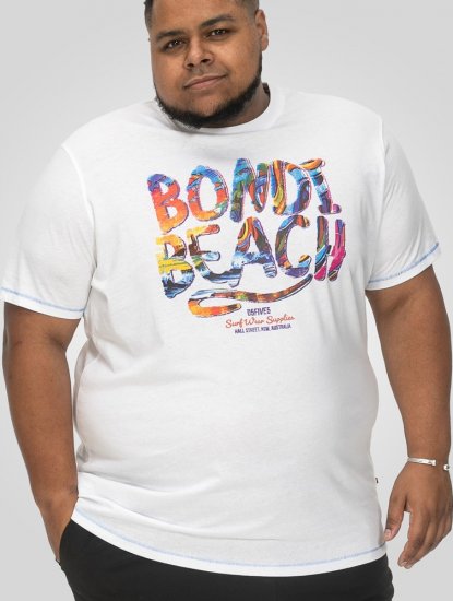 D555 SYDNEY Multi Coloured Bondi Beach Printed T-Shirt White - T-paidat - Isot T-paidat 2XL – 14XL