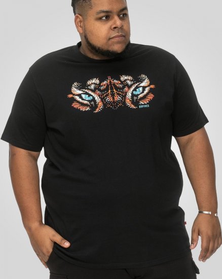 D555 Leamington Tiger Eyes Printed Crew Neck T-shirt Black - T-paidat - Isot T-paidat 2XL – 14XL