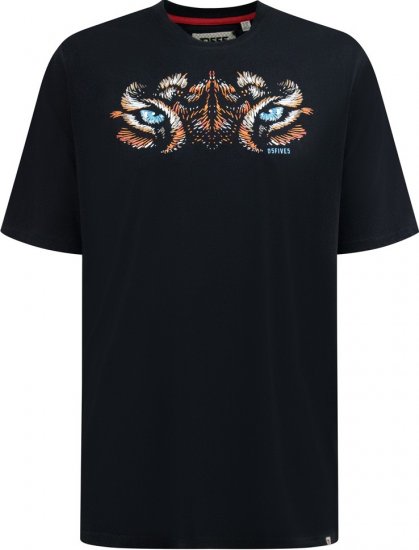 D555 Leamington Tiger Eyes Printed Crew Neck T-shirt Black - T-paidat - Isot T-paidat 2XL – 14XL