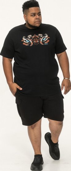 D555 Leamington Tiger Eyes Printed Crew Neck T-shirt Black - T-paidat - Isot T-paidat 2XL – 14XL