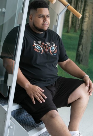 D555 Leamington Tiger Eyes Printed Crew Neck T-shirt Black - T-paidat - Isot T-paidat 2XL – 14XL