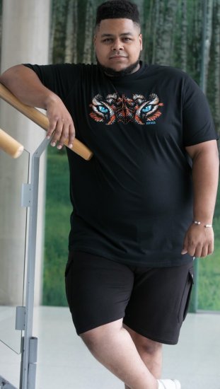 D555 Leamington Tiger Eyes Printed Crew Neck T-shirt Black - T-paidat - Isot T-paidat 2XL – 14XL