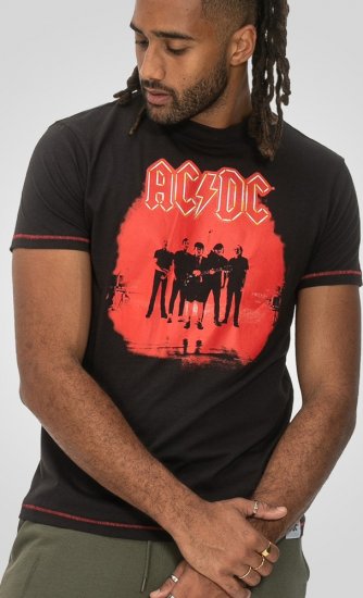D555 Uxbridge Official ACDC Band Printed Crew Neck T-Shirt Washed Black - T-paidat - Isot T-paidat 2XL – 14XL