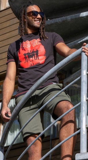 D555 Uxbridge Official ACDC Band Printed Crew Neck T-Shirt Washed Black - T-paidat - Isot T-paidat 2XL – 14XL