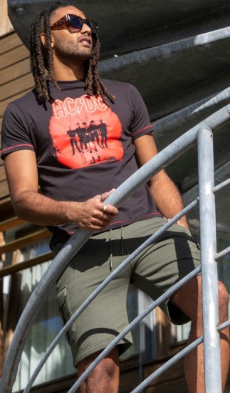 D555 Uxbridge Official AC/DC Band Printed Crew Neck T-Shirt Washed Black TALL SIZES - T-paidat - Isot T-paidat 2XL – 14XL