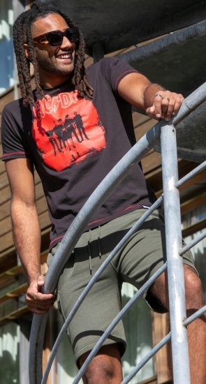 D555 Uxbridge Official AC/DC Band Printed Crew Neck T-Shirt Washed Black TALL SIZES - T-paidat - Isot T-paidat 2XL – 14XL