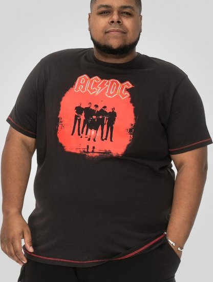 D555 Uxbridge Official ACDC Band Printed Crew Neck T-Shirt Washed Black - T-paidat - Isot T-paidat 2XL – 14XL