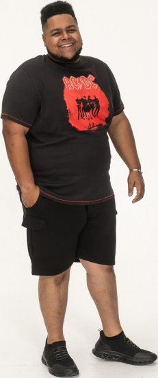 D555 Uxbridge Official AC/DC Band Printed Crew Neck T-Shirt Washed Black TALL SIZES - T-paidat - Isot T-paidat 2XL – 14XL