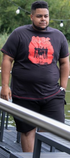 D555 Uxbridge Official AC/DC Band Printed Crew Neck T-Shirt Washed Black TALL SIZES - T-paidat - Isot T-paidat 2XL – 14XL