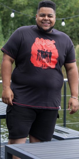 D555 Uxbridge Official AC/DC Band Printed Crew Neck T-Shirt Washed Black TALL SIZES - T-paidat - Isot T-paidat 2XL – 14XL