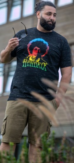 D555 Hendrix Official Jimi Hendrix Printed Crew Neck T-Shirt Black Reno - Bändi T-paidat - 