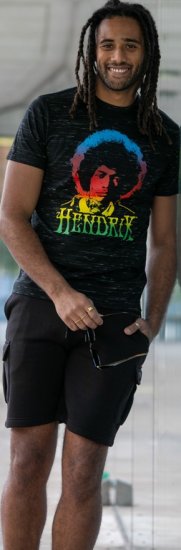D555 Hendrix Official Jimi Hendrix Printed Crew Neck T-Shirt Black Reno - Bändi T-paidat - 