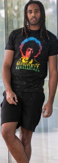 D555 Hendrix Official Jimi Hendrix Printed Crew Neck T-Shirt Black Reno - Bändi T-paidat - 