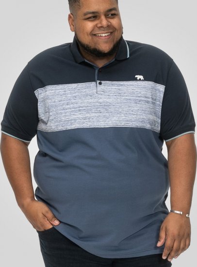 D555 Leeds Cut And Sew Polo With Jacquard Collar And Cuffs Navy - Pikeepaidat - Miesten isot pikeepaidat