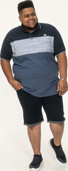 D555 Leeds Cut And Sew Polo With Jacquard Collar And Cuffs Navy - Pikeepaidat - Miesten isot pikeepaidat