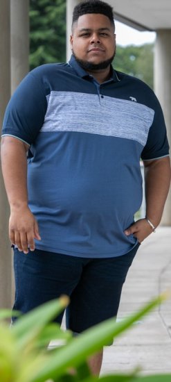 D555 Leeds Cut And Sew Polo With Jacquard Collar And Cuffs Navy - Pikeepaidat - Miesten isot pikeepaidat