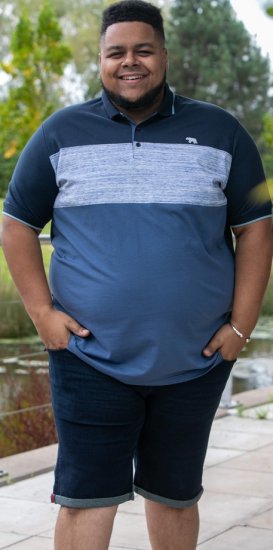 D555 Leeds Cut And Sew Polo With Jacquard Collar And Cuffs Navy - Pikeepaidat - Miesten isot pikeepaidat