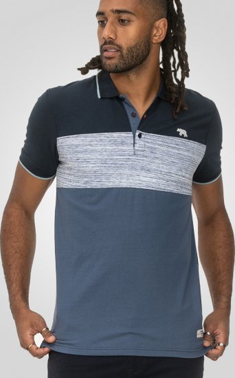 D555 Leeds Cut And Sew Polo With Jacquard Collar And Cuffs Navy - Pikeepaidat - Miesten isot pikeepaidat