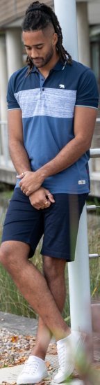 D555 Leeds Cut And Sew Polo With Jacquard Collar And Cuffs Navy - Pikeepaidat - Miesten isot pikeepaidat