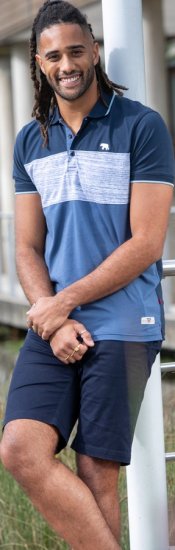 D555 Leeds Cut And Sew Polo With Jacquard Collar And Cuffs Navy - Pikeepaidat - Miesten isot pikeepaidat