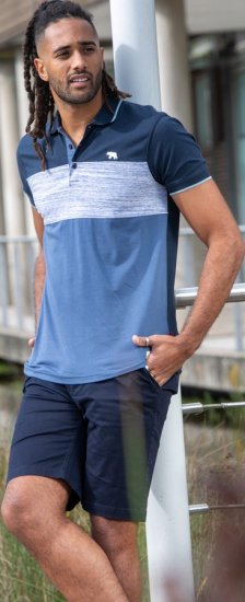 D555 Leeds Cut And Sew Polo With Jacquard Collar And Cuffs Navy - Pikeepaidat - Miesten isot pikeepaidat