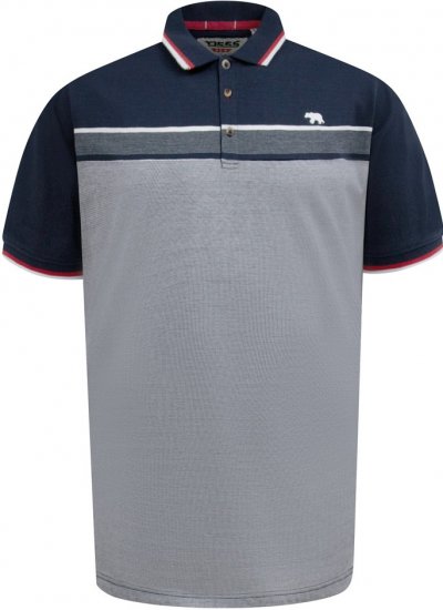 D555 Tipton Stripe Jacquard Short Sleeve Polo Navy - Pikeepaidat - Miesten isot pikeepaidat
