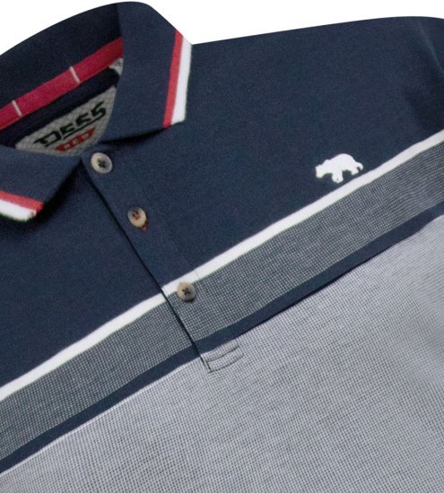 D555 Tipton Stripe Jacquard Short Sleeve Polo Navy - Pikeepaidat - Miesten isot pikeepaidat