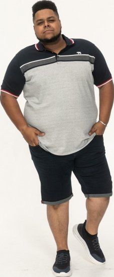 D555 Tipton Stripe Jacquard Short Sleeve Polo Navy - Pikeepaidat - Miesten isot pikeepaidat