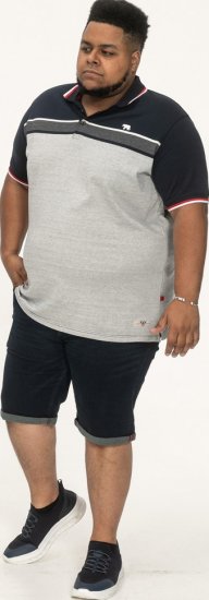 D555 Tipton Stripe Jacquard Short Sleeve Polo Navy - Pikeepaidat - Miesten isot pikeepaidat