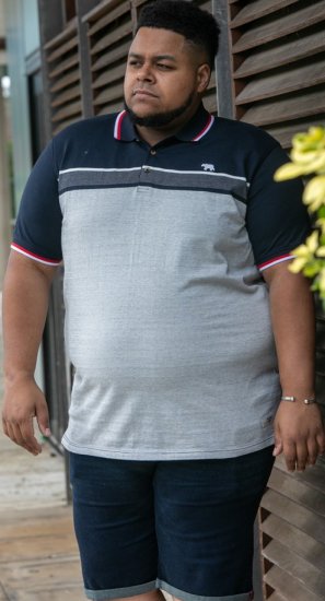 D555 Tipton Stripe Jacquard Short Sleeve Polo Navy - Pikeepaidat - Miesten isot pikeepaidat