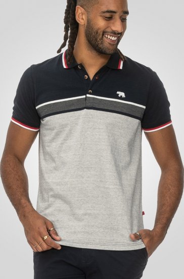 D555 Tipton Stripe Jacquard Short Sleeve Polo Navy - Pikeepaidat - Miesten isot pikeepaidat