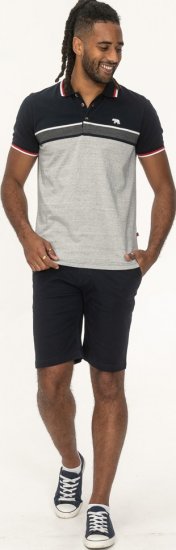 D555 Tipton Stripe Jacquard Short Sleeve Polo Navy - Pikeepaidat - Miesten isot pikeepaidat