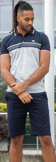 D555 Tipton Stripe Jacquard Short Sleeve Polo Navy - Pikeepaidat - Miesten isot pikeepaidat