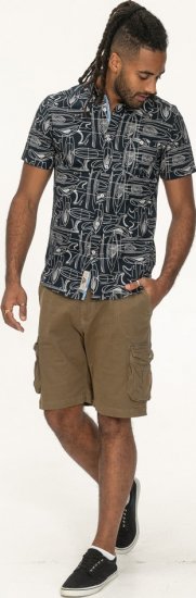 D555 Worthing Surf AOP Short Sleeve Button Down Collar Shirt Navy - Kauluspaidat - Miesten isot kauluspaidat 2XL – 8XL