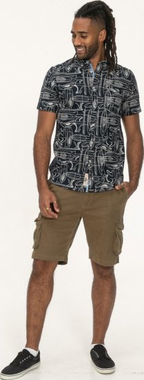 D555 Worthing Surf AOP Short Sleeve Button Down Collar Shirt Navy - Kauluspaidat - Miesten isot kauluspaidat 2XL – 8XL