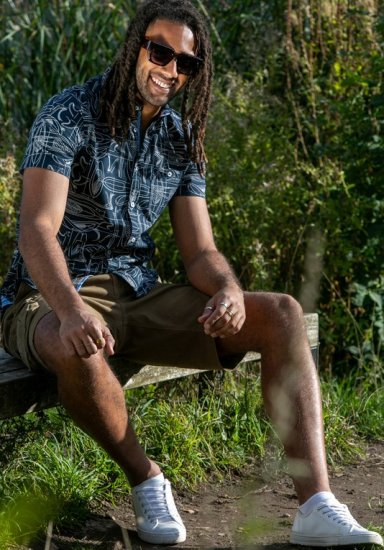 D555 Worthing Surf AOP Short Sleeve Button Down Collar Shirt Navy - Kauluspaidat - Miesten isot kauluspaidat 2XL – 8XL