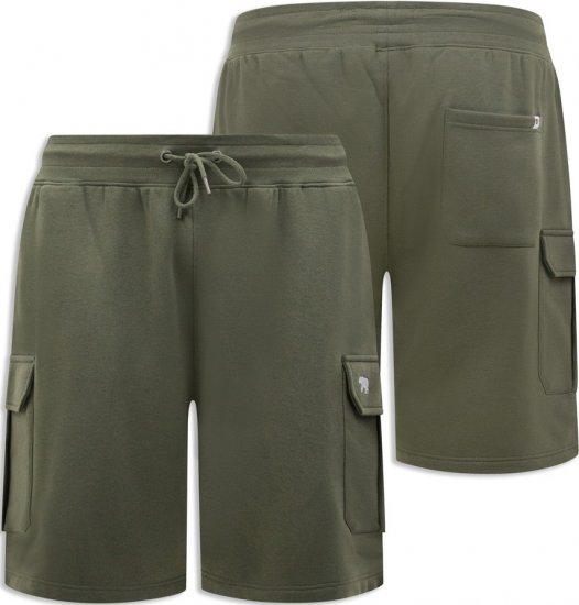 D555 Wigan 1 Elasticated Waist Fleece Cargo Shorts Khaki - Collegehousut ja collegeshortsit - Miesten Isot collegehousut ja collegeshortsit