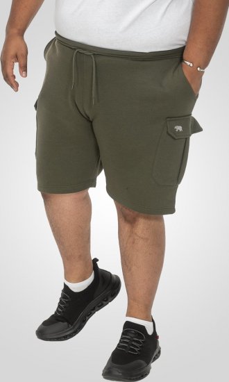 D555 Wigan 1 Elasticated Waist Fleece Cargo Shorts Khaki - Collegehousut ja collegeshortsit - Miesten Isot collegehousut ja collegeshortsit