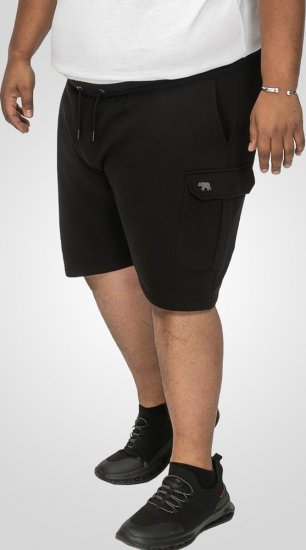 D555 Wigan 2 Elasticated Waist Fleece Cargo Shorts Black - Collegehousut ja collegeshortsit - Miesten Isot collegehousut ja collegeshortsit
