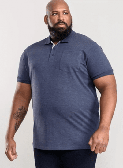 D555 Grant Polo Shirt Denim Blue - Pikeepaidat - Miesten isot pikeepaidat