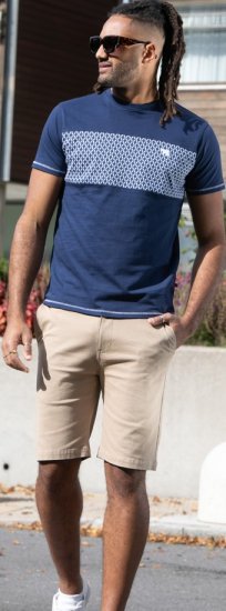 D555 Swansea Cut And Sew Crew Neck T-Shirt Navy - T-paidat - Isot T-paidat 2XL – 14XL