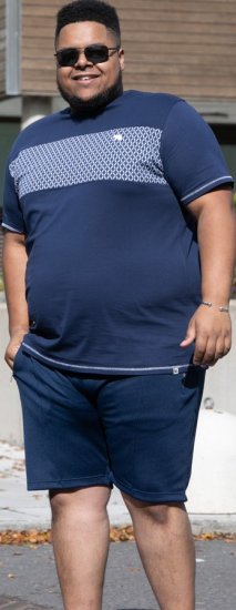 D555 Swansea Cut And Sew Crew Neck T-Shirt Navy - T-paidat - Isot T-paidat 2XL – 14XL