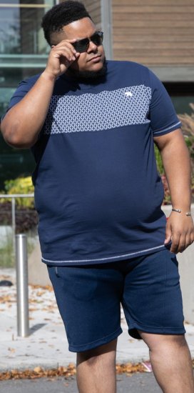 D555 Swansea Cut And Sew Crew Neck T-Shirt Navy - T-paidat - Isot T-paidat 2XL – 14XL