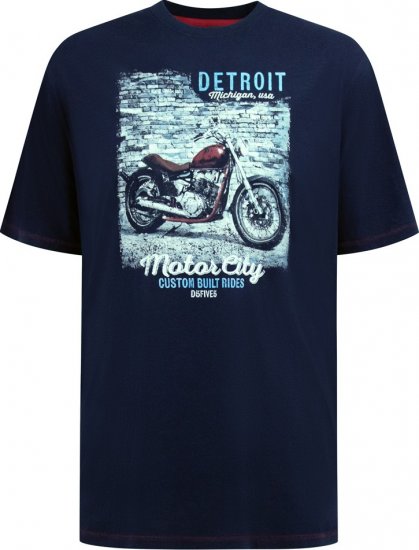 D555 Knowle Detroit Motor Bike Printed Crew Neck T-Shirt Navy - T-paidat - Isot T-paidat 2XL – 14XL