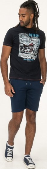 D555 Knowle Detroit Motor Bike Printed Crew Neck T-Shirt Navy - T-paidat - Isot T-paidat 2XL – 14XL