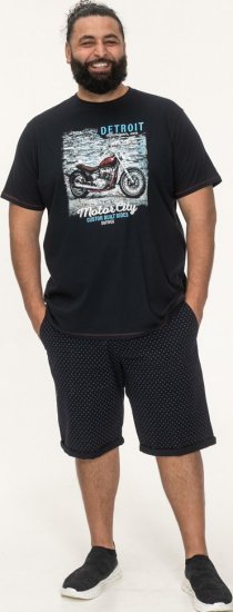 D555 Knowle Detroit Motor Bike Printed Crew Neck T-Shirt Navy - T-paidat - Isot T-paidat 2XL – 14XL