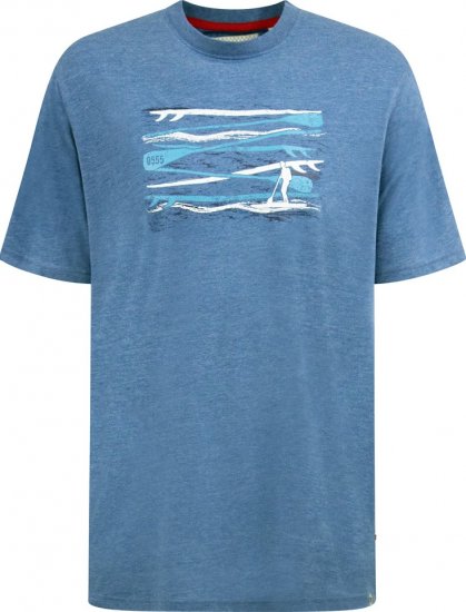 D555 Cardiff Surfer And Waves Printed Crew Neck T-shirt Denim Marl - T-paidat - Isot T-paidat 2XL – 14XL