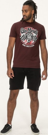 D555 Loughborough Official Gas Monkey Crew Neck T-Shirt Burgundy Black Twist - T-paidat - Isot T-paidat 2XL – 14XL